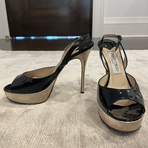 Jimmy Choo open toe platforms